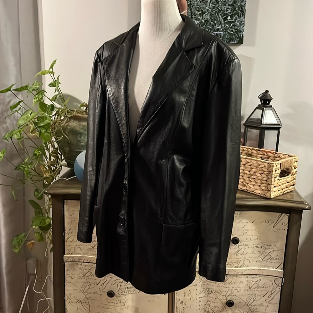 VINTAGE WILSONS LEATHER BLAZER JACKET BLACK SIZE LARGE